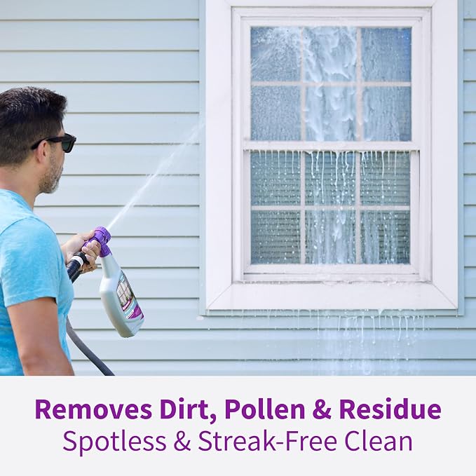 Rejuvenate Window Cleaner, 32 Ounces, Non-Toxic Outdoor Window Cleaner With Hose-End Adapter Quickly Removes Dirt For A Spot- And Streak-Free Shine, 2 Pack