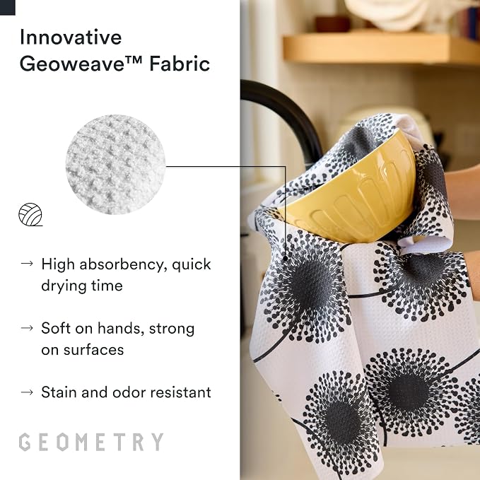 GEOMETRY Kitchen Tea Towels - Quick Dry Microfiber Dish Towels for Kitchen Linen Breeze, 18" x 30" 2 Pack