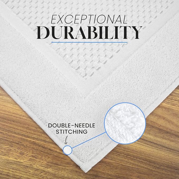 belem 60 Pack White Hotel Bath Mats Bulk 20x30 – 5 Dozen Wholesale Cotton Blend Economy White Bath Mat – Highly Absorbent, Quick Drying & Machine Washable (7 lbs/Dozen)