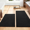 YIHOUSE Black Bathroom Rugs Sets 2 Piece, Quick Dry Thin Bath Mat, Non Slip Absorbent Machine Washable, Bath Rugs for Bathtub Sink Home Decor (17"x24" + 17"x32")
