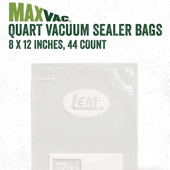 LEM Products MaxVac Quart Vacuum Sealer Bags, 8" x 12", 100 Count