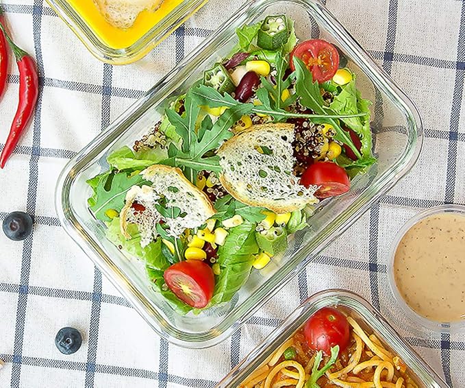 [8-Pack,30 oz]Glass Meal Prep Containers,MCIRCO Glass Food Storage Containers,Airtight lunch Containers with Lids, Microwave, Oven, Freezer and Dishwasher, White | Glass Meal Prep Containers,Airtight Lunch Containers with Lids, Microwave, Oven, Freezer...