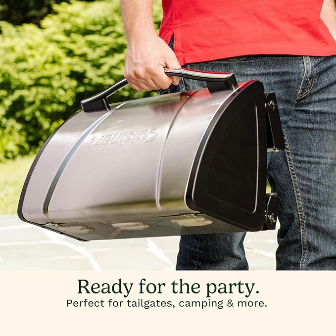 Cuisinart Gas Grill with Locking Lid, Portable, 8,000 BTU, 10 lbs.