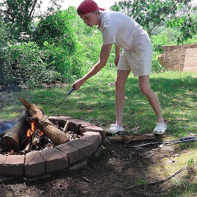 28" Firewood Tongs Log Grabber for Thick Logs Outdoor Indoor Camfire Firepit Bonfire Fireplace Tongs Heavy Duty Wrought Rustproof Safely Moves Firewood