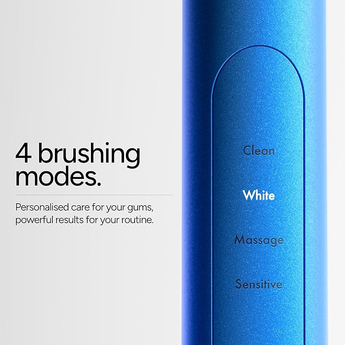 Ordo Sonic+ Electric Toothbrush for Adults, Advanced Smart Tech, 4 Brushing Modes, Fast Rechargeable, Sonic Toothbrushes Over 4 Weeks Battery Life, Silicone Polishing Element, USB Charger, Arctic Blue