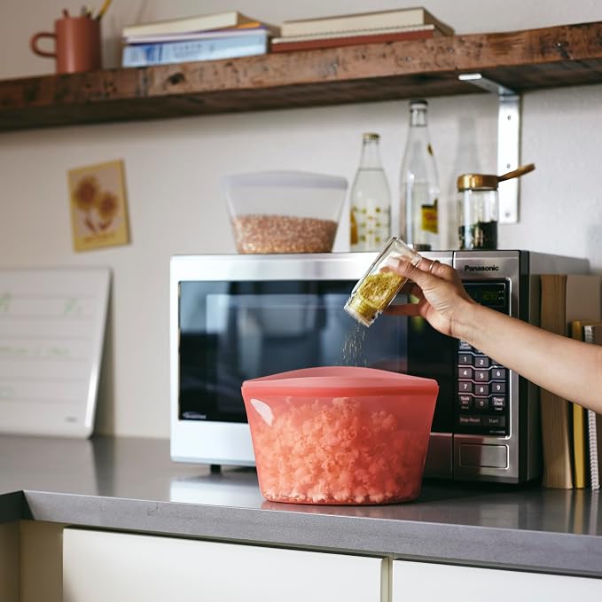 Stasher Premium Reusable Silicone Food Storage Bowl, Red, 6-Cup | Food-Safe Silicone, Freezer, Sous Vide, Microwave, Dishwasher, Oven Safe, Meal Prep, Lunch Container, BPA-Free, Eco-Friendly