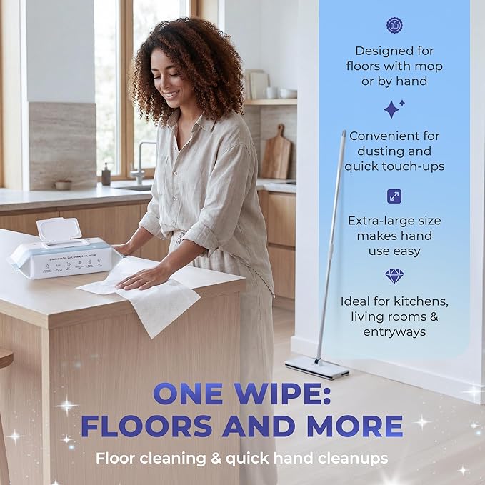 Baking Soda Cleaning Wipes - Wet Floor Mopping Replacement Pad Refills Compatible with Swiffer Sweeper Mop - Larger & Thicker Disposable Cloths for Multi-Surfaces - 30 Count (Pack of 9)