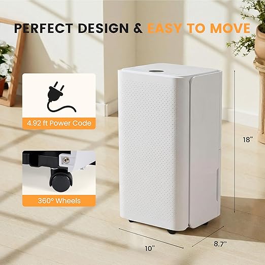 30Pints Dehumidifier with Drain Hose, 2,000 Sq.Ft Dehumidifier for Basement, 2L/0.53 Gallon Tank, Energy Star Cert. 38dB, Humidity Display Ring, Humidity Remover for Home, Bedroom & Bathroom