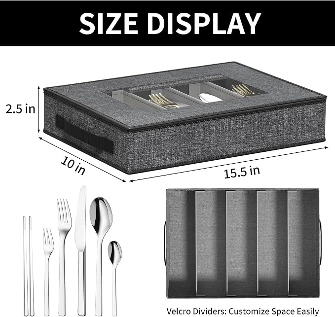 Aokeyee 8-Piece China Storage Containers Set, Hard Shell Moving Boxes for Dishes, Plates, Mugs, Wine Glass & Flatware – Dinnerware Organizer with Soft Felt Dividers, Sturdy Handles & Zippers, Grey