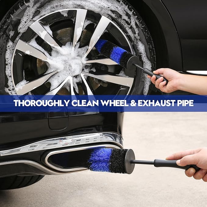 Qydipclin 38PcsB Car Detailing Kit, Car Detailing Brush Set, Car Wash Cleaning Kit, Car Detailing Brushes, Professional Car Care Kit for Interior Exterior Wheels, Blue