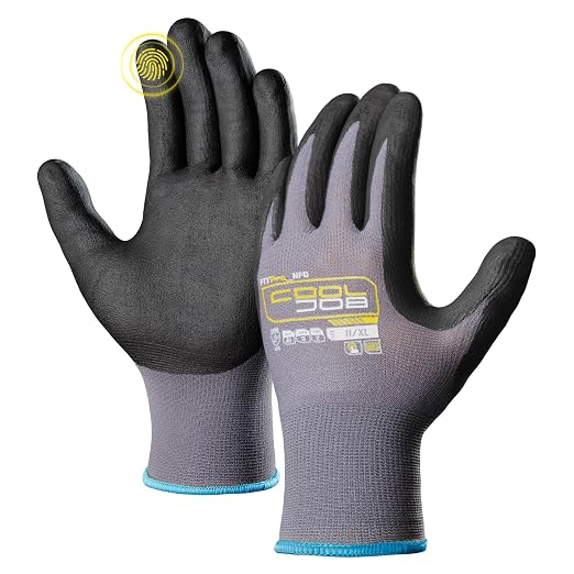 COOLJOB 36 Pairs Safety Work Gloves Microfoam Nitrile Rubber Coated, Seamless Knit Nylon Gloves with Full Fingers Touchscreen, Grip Nitrile Dipped, Ideal for Warehouse, Home Improvement, Grey Xlarge