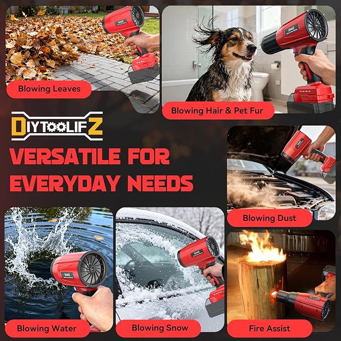 DIYtoolifz Cordless Leaf Blower Compatible with Milwaukee (Tool Only), 800,000RPM Brushless Motor, Adjustable Speed, Lightweight Portable Electric Blower for Car, Patio, Garden (Without Battery)