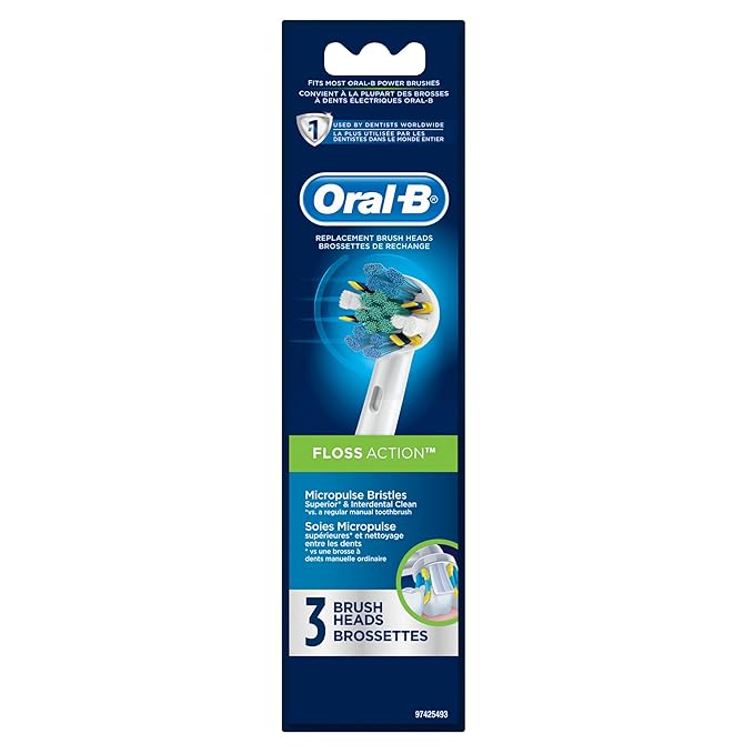 Oral-B Floss Action Electric Toothbrush Replacement Brush Heads Refill, 3 Count