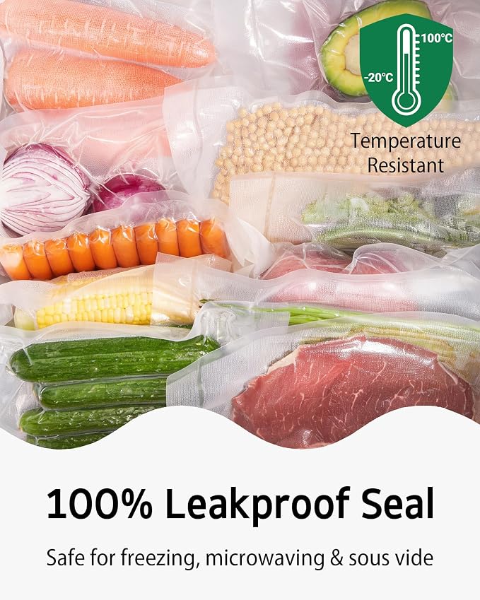 Syntus 150 Pcs Vacuum Sealer Bags for Food, 8x12+11x16+6x10, BPA Free | Precut Bags, 80 Quart + 20 Gallon + 50 Pint, Sous Vide Microwave Freezer Safe, Food Vacuum Storage, For All Vacuum Sealers