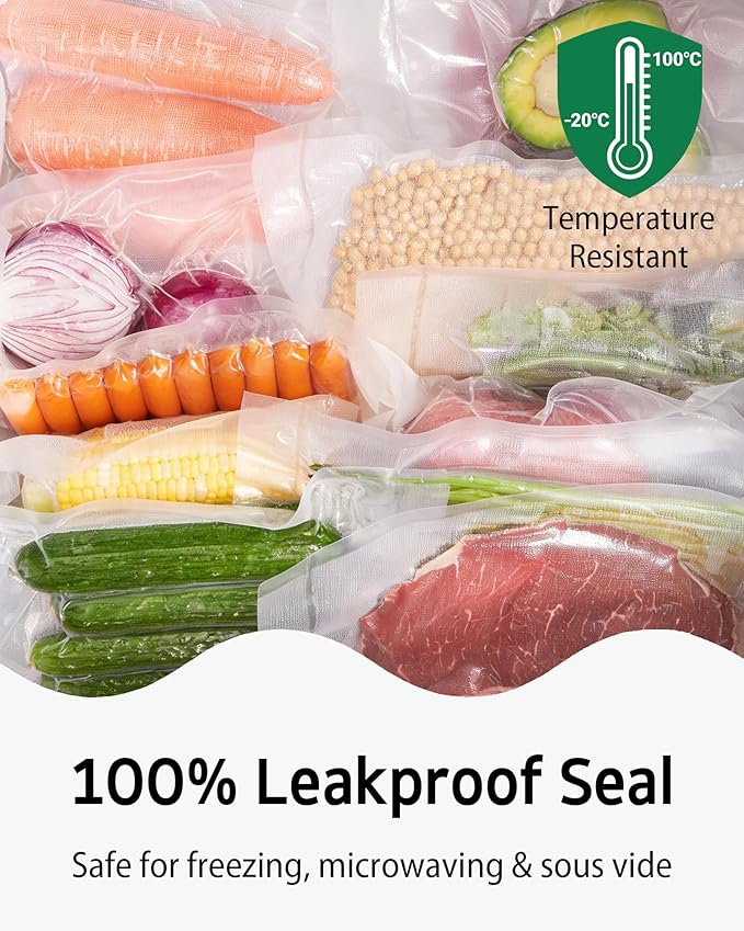 Syntus 300 Pcs Vacuum Sealer Bags for Food, 8x12+11x16+6x10, BPA Free | Precut Bags, 160 Quart + 40 Gallon + 100 Pint, Sous Vide Microwave Freezer Safe, Food Vacuum Storage, For All Vacuum Sealers