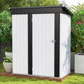 Patiowell 5x3 FT Outdoor Storage Shed, White | Garden Tool Shed, Sloping Roof, Lockable Door, Small Metal Sheds for Backyard Garden Patio Lawn