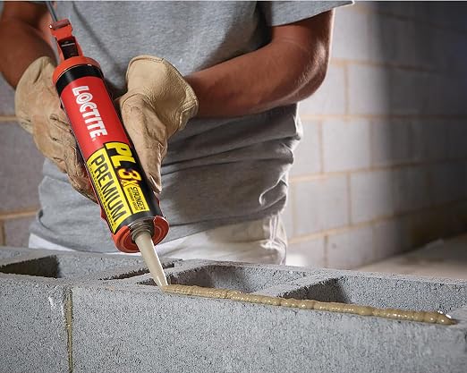 Loctite PL Premium Polyurethane Construction Adhesive, 10 fl oz Cartridge, 1 Pack - Versatile Construction Glue for Wood, Concrete, Stone, Metal & More