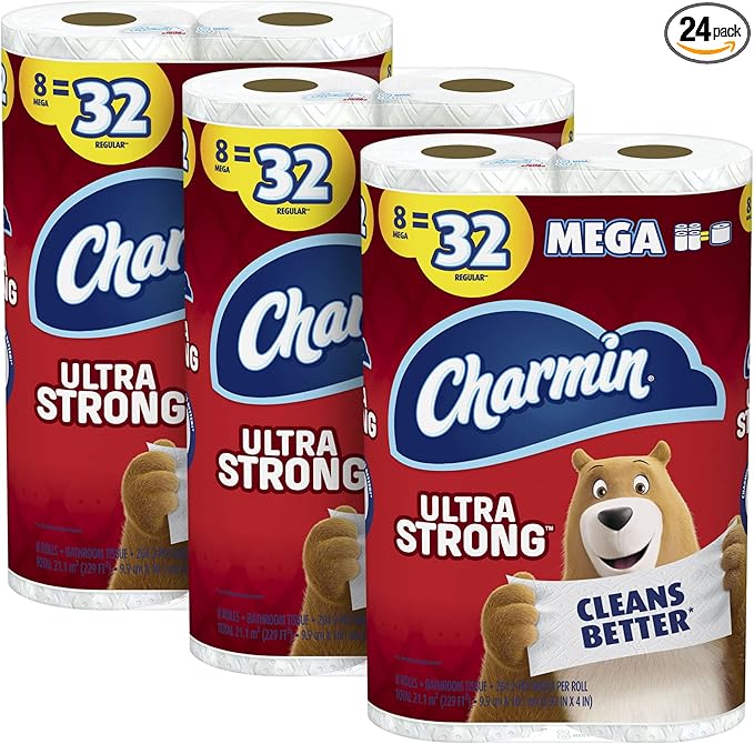 Charmin Ultra Strong Mega Roll 2-Ply Toilet Paper, 264 Sheets Per Roll, 8 Rolls Per Pack, Carton Of 3 Packs