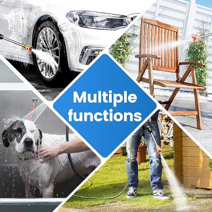 Cordless Pressure Washer 21V x2 Batteries, Cordless Power Washer Battery Powered, Portable Pressure Washer w/ 6-in-1 Nozzle, Soap Container, Charger Included