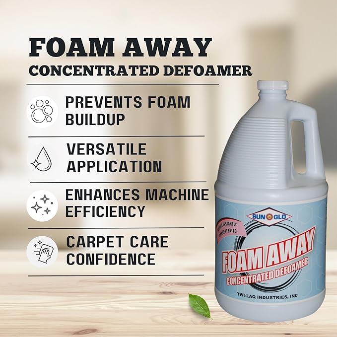 SUN GLO Foam Away - Premium Concentrated Defoamer for All Cleaning Equipment, 4x1 Gallon Case