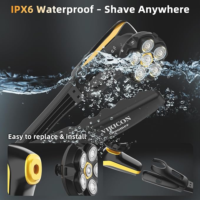 6D Back Shaver for Men: Painless Electric Body & Head Shavers w/Long Handle | Self-Shaving, Foldable & Detachable, Waterproof 2-in-1 Body Trimmer & 360° Rotary Head, LED Display, Men's Grooming Gifts Kit