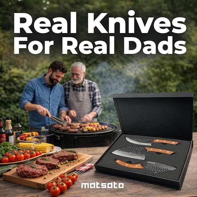 Matsato Knife Set 3-Piece Kitchen Knives, Cooking Chef Knife Set | Cleaver, Kitchen And Chef Cutting and Chopping Knives Sets Juego De Cuchillos Para Cocina