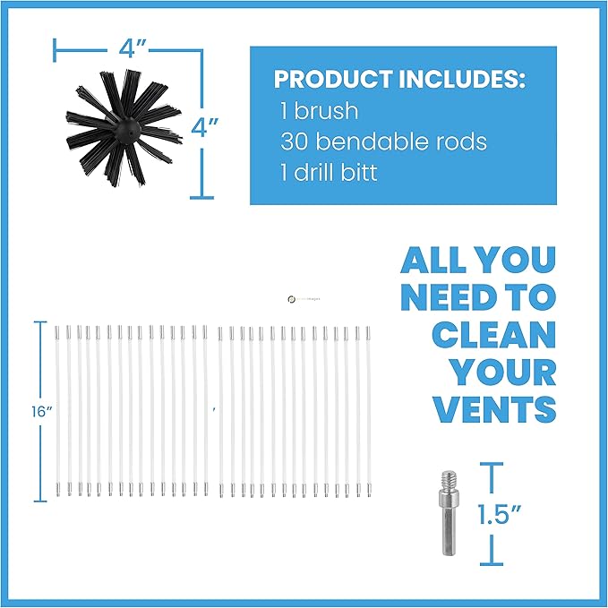 The Professional Dryer Vent Cleaner Kit -(40-Feet) Innovative Lint Remover Reusable Strong Nylon| Flexible Lint Brush with Drill Attachment for Faster Cleaning