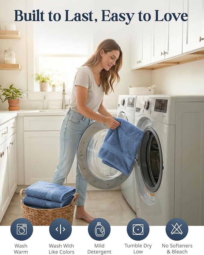 LANE LINEN Towel Set for Bathroom Soft Absorbent Quick Dry - Allure | Cotton Towels For Bathroom - Coordinated Colors, OEKO-TEX Certified, Ring-Spun Durability