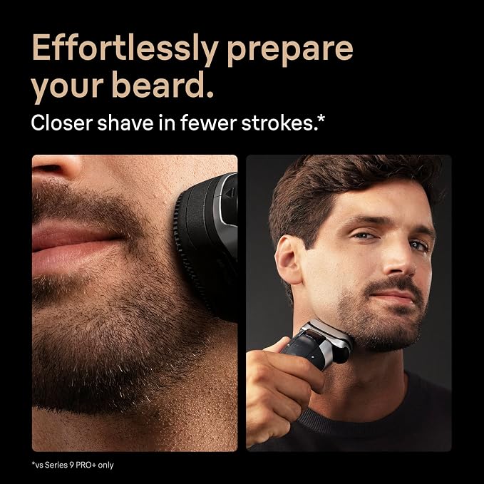 Braun Series 9 PRO+ Electric Shaver for Men, Wet & Dry Foil Razor, 6-in-1 SmartCare Clean & Charge Center, Built-in Precision ProTrimmer, ProComfort Attachment, Travel Case, Silver 9697cc