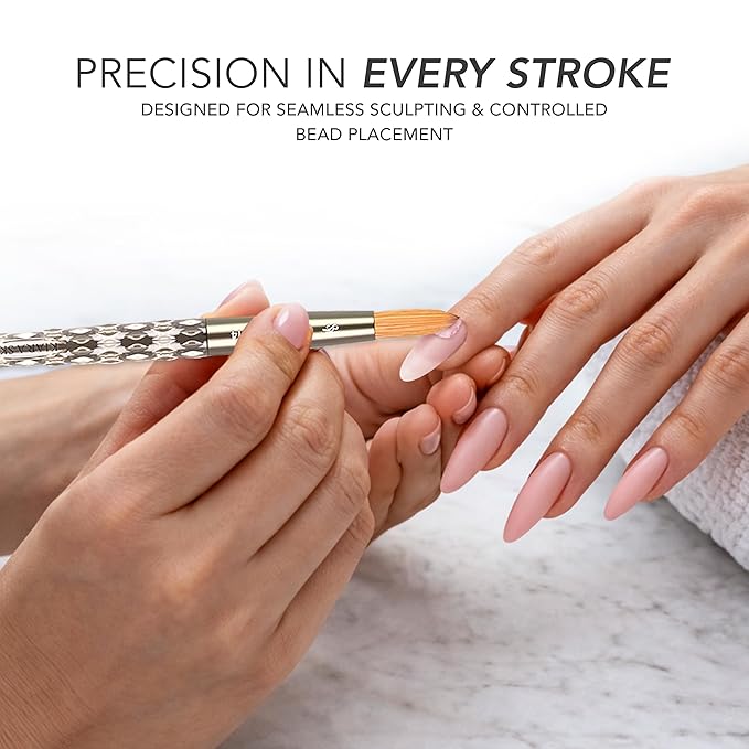 Kiara Sky Kolinsky Acrylic Nail Brush #10 – Pure Kolinsky Sable Hair, Black Crystal Handle, Acetone Resistant, for Acrylic Application, Extensions & 3D Nail Art