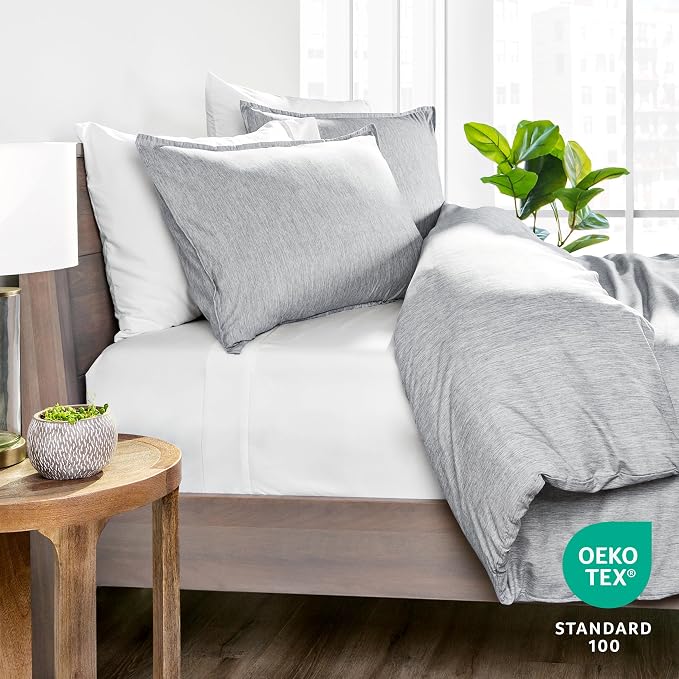 Bare Home Bedding Duvet Cover Extra Long - Premium 1800 Super Soft Collection - Lightweight, Duvet Cover - Soft Textured (Twin/Twin XL, Heathered Pewter)