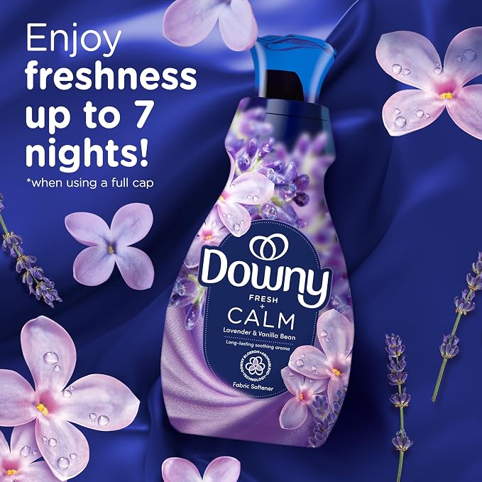 Downy Infusions CALM Liquid Fabric Softener, Soothing Lavender And Vanilla Bean, 56 Fl Oz, Fabric Conditioner For Softness And Scent, Pack of 2