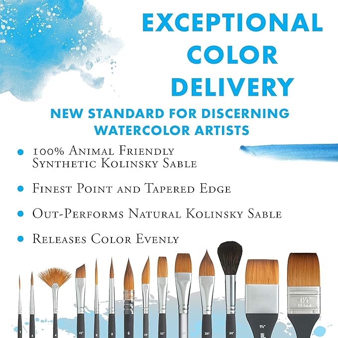 Princeton Aqua Elite, Series 4850, Synthetic Kolinsky Watercolor Paint Brush,Stroke, 3/4 Inch