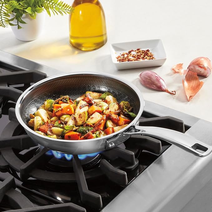 Cuisinart FusionPlus Hybrid Stainless Steel 10 Inch Skillet, PurelySear Hybrid Searing Surface, Oven Safe, Cool Grip Handle, Dishwasher Safe, Induction Compatible
