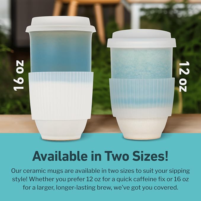 NOVA CERAMICS Travel Coffee Tumbler – Travel Mug - On the Go Coffee Mug – Microwave & Dishwasher Safe Green CoffeeTumbler - Gifts For Women Men Him Her – 16oz – Lagoon