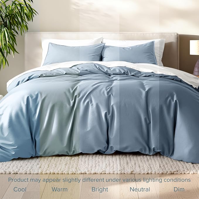 Bare Home Bedding Duvet Cover Queen Size - Premium 1800 Super Soft Collection - Lightweight, Cooling - Soft Breathable Bedding Duvet Cover (Queen, Dusty Blue)
