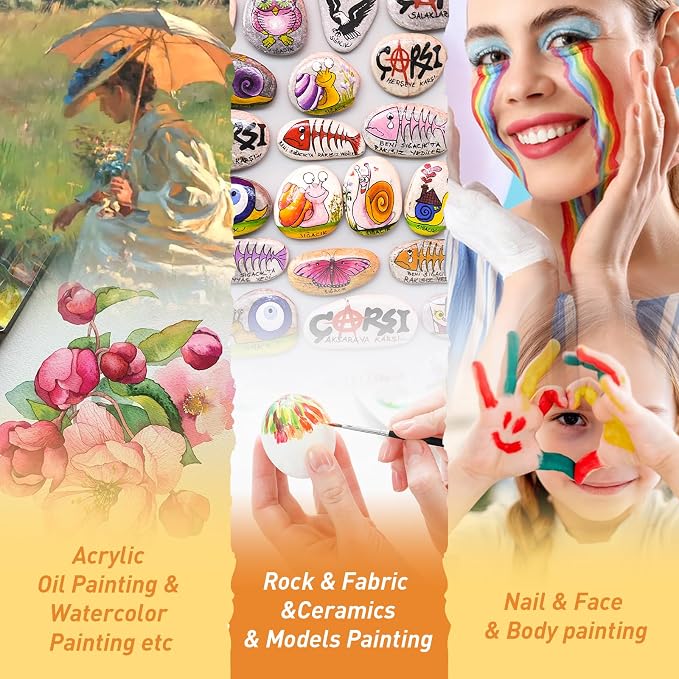 AROIC Small Paint Brushes Bulk,80 Pcs Black Nylon Hair Paint Brushes for Kids Flat Tip Round Acrylic Paint Brush Sets,Acrylic Paint Brush for Classroom Oil Watercolor Face Painting Touch Up