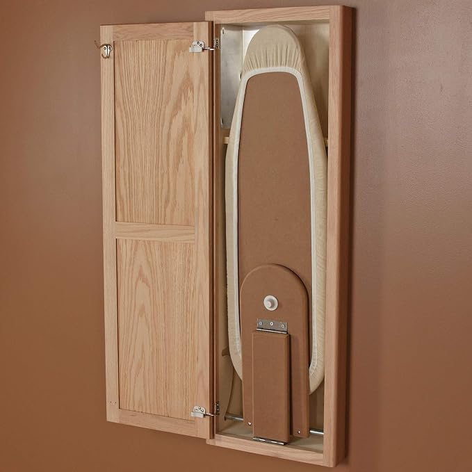 Household Essentials Oak Finish In-Wall Ironing Board Cabinet