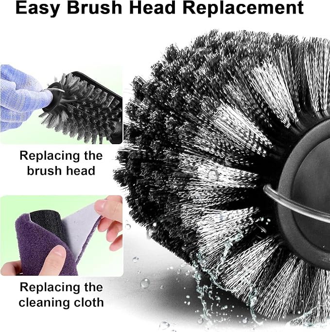 Electric Grill Brush for Outdoor, 180°Adjustable Rechargeable Cordless BBQ Grill Cleaner Brush, 3-Speed Power Rotary Grill Cleaning Brush, Reinforced Steel Bristles for Gas Charcoal Barbecue Grates