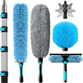 COVERONICS 23FT High Duster Cleaning Tools with 4-16FT Extension Poles | Reusable Fan Duster Cleaning Kits with Ceiling Fan Cleaner Duster, Window Squeegee, Microfiber Feather Duster & Cobweb Duster