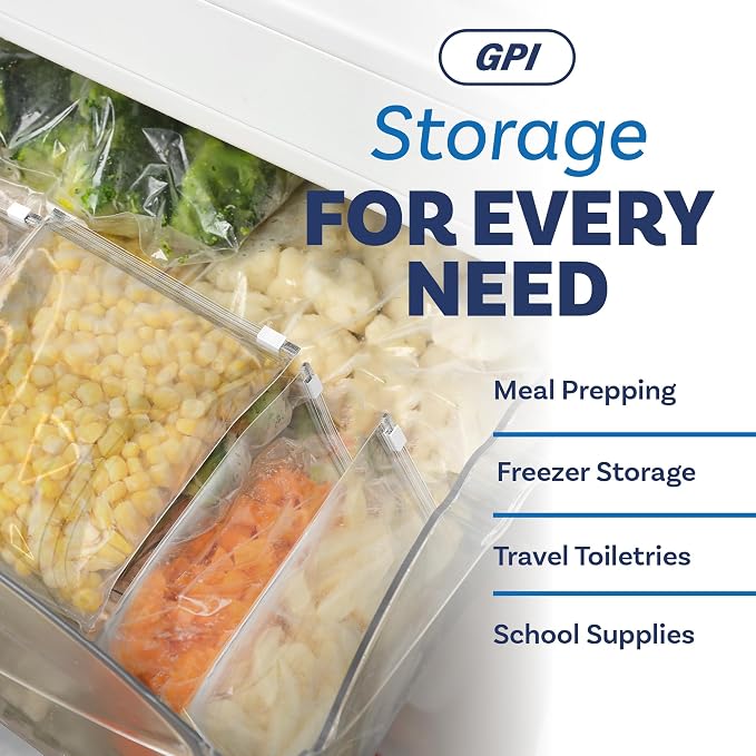500 Count - Slider Zip Food Storage Bags, 8" x 10" 3 Mil Heavy Duty, Strong & Durable For Freezer Storage. GPI