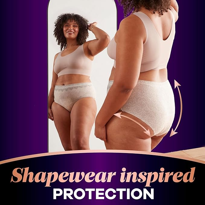 Always Discreet Boutique Incontinence and Postpartum Underwear for Women, Maximum Protection, Small/Medium, Rosy, 48 Count (4 Packs of 12)
