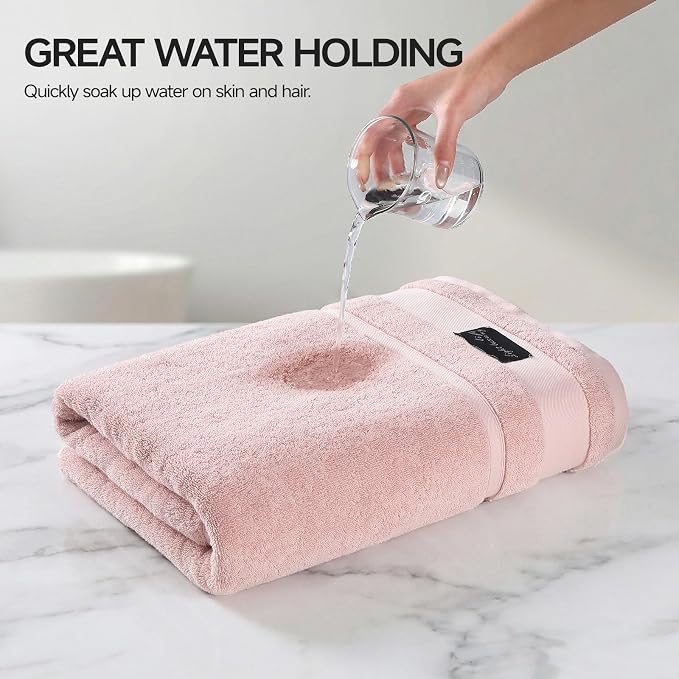 REDKISS 2 Pack Large Bath Towels Set, 100% Cotton, 31x63 in, Heavyweight 760G, Highly Absorbent & Quick Dry, Super Soft Luxury Towels for Bathroom,Hotel Collection - Pink