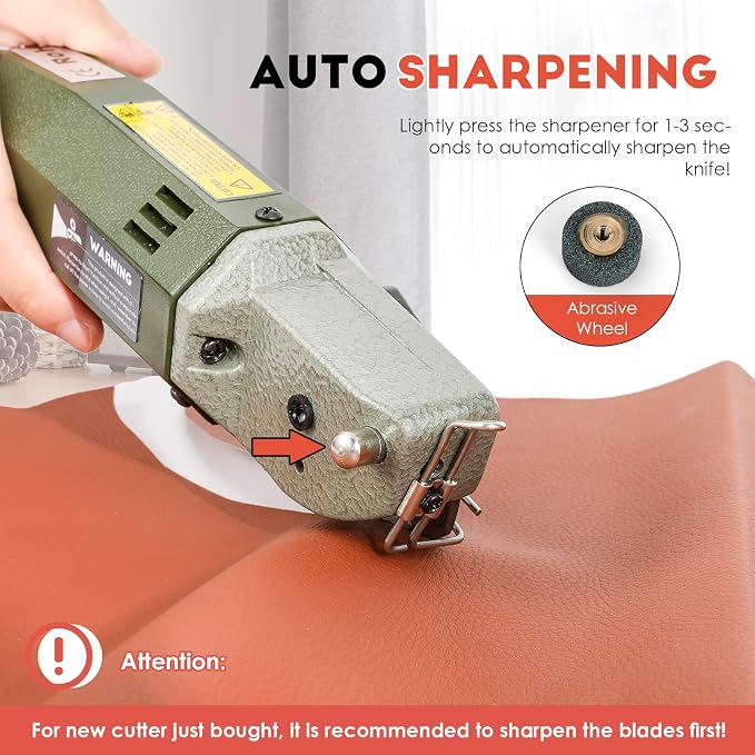 CGOLDENWALL YJ-50 Portable Fabric Cutter Shears Electric Scissors Cloth Cutting Machine Maximum Cutting Thickness: 22mm with 50mm Knife Ideal for Multi-Layer Clothing Textile Suede Leather Paper