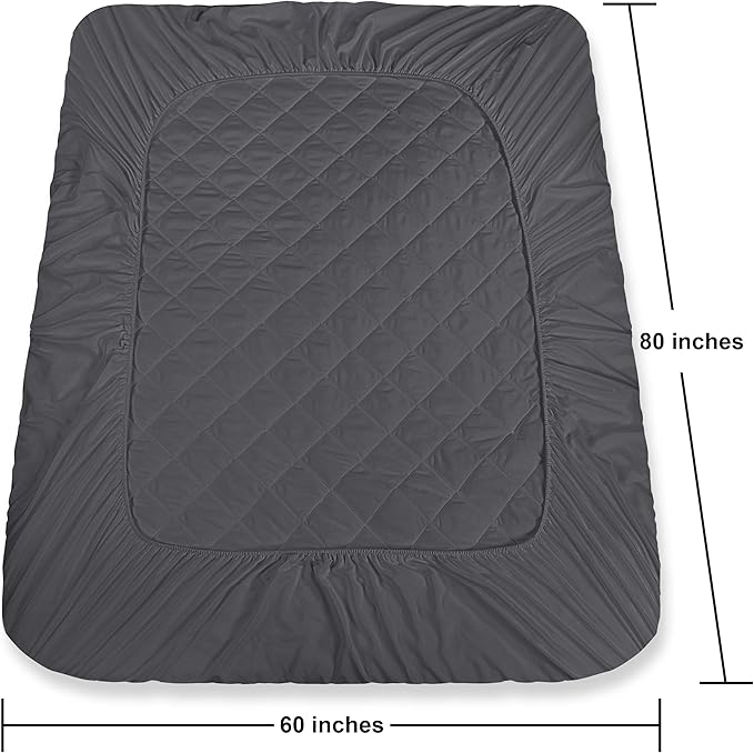 Quilted Fitted Mattress Pad, Queen Mattress Protector Topper with Deep Pocket Stretches up to 16 Inches, Machine Washable Mattress Cover by Utopia Bedding (Grey)