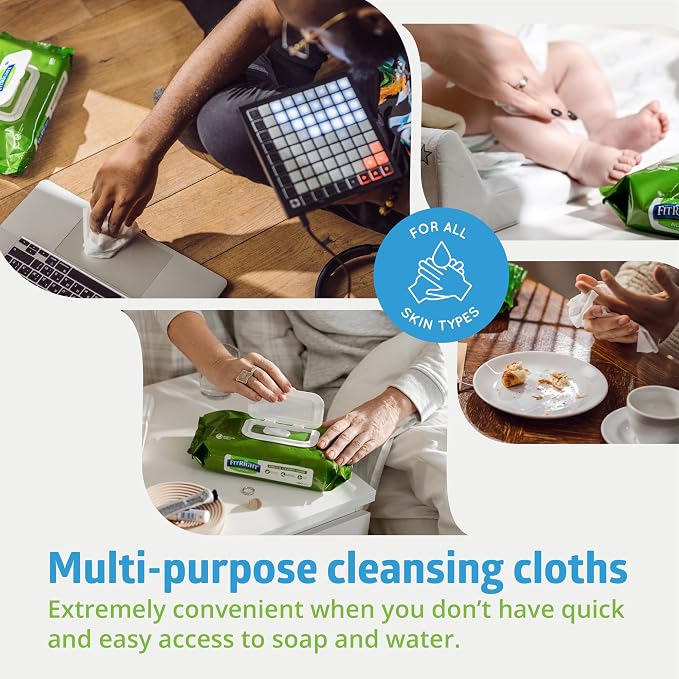 FitRight Personal Cleansing Wipes with Aloe 8x10 Unscented 816 Count | Moisturizing Body Wipes for Adults, Incontinence Cleaning, Cloth Wipes for Elderly Care & Bathing