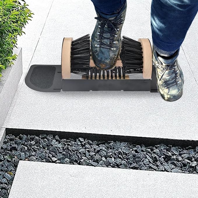 Shoe Cleaning Scraper, 23.5x10.5cm Wooden Metal Boot Dirt Cleaner Heavy Duty Brush for Outside Entryway, Mud, Snow, Farm, Camping, Easy Dirt Removal, Footwear Care
