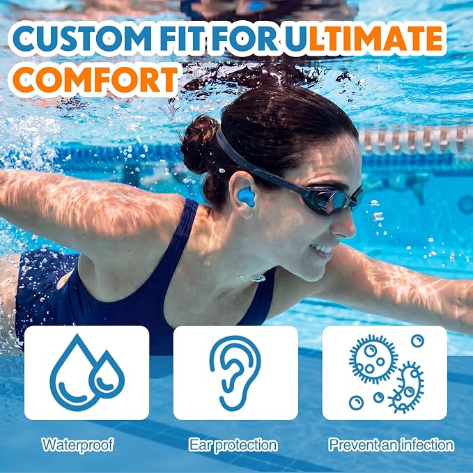 Relaxweex 200 Pcs Wax Earplugs Bulk Moldable Silicone Wax Earplugs for Sleeping 32 db Gel Ear Plugs for Noise Canceling Reduction Swimming Hearing Protection Shooting Construction Work (Blue)