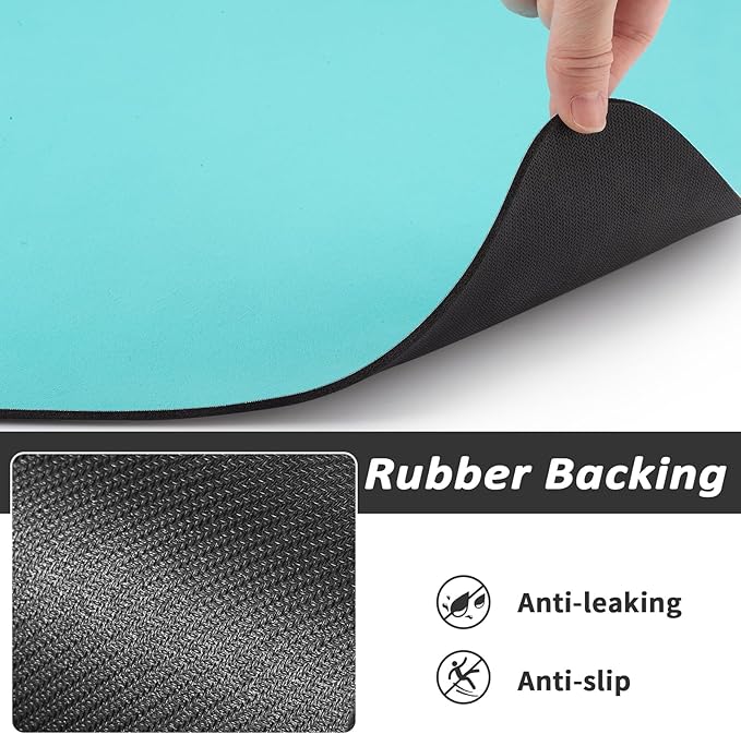 HotLive Dog Food Mat - Absorbent Cat Mat for Food and Water, No Stains Pet Feeding Bowl Mat, Easy to Clean Pet Placemats, Quick Dry Dog Water Dispenser Mat for Messy Drinkers | Teal 16"x 24"