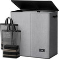 SOLEDI Large Double Laundry Hamper with Lid,165L Collapsible Clothes Hamper 2 section with Removable Bags, Space-Saving Laundry Basket for Bedroom, Dorm, College